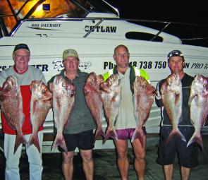 The boys from Ipswich with some snapper from an afternoon session at Caloundra.